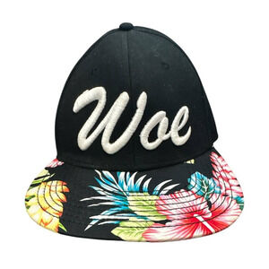 Otto Snapback Woe Hat Black Hawaiian Floral Brim Adjustable Cap Streetwear